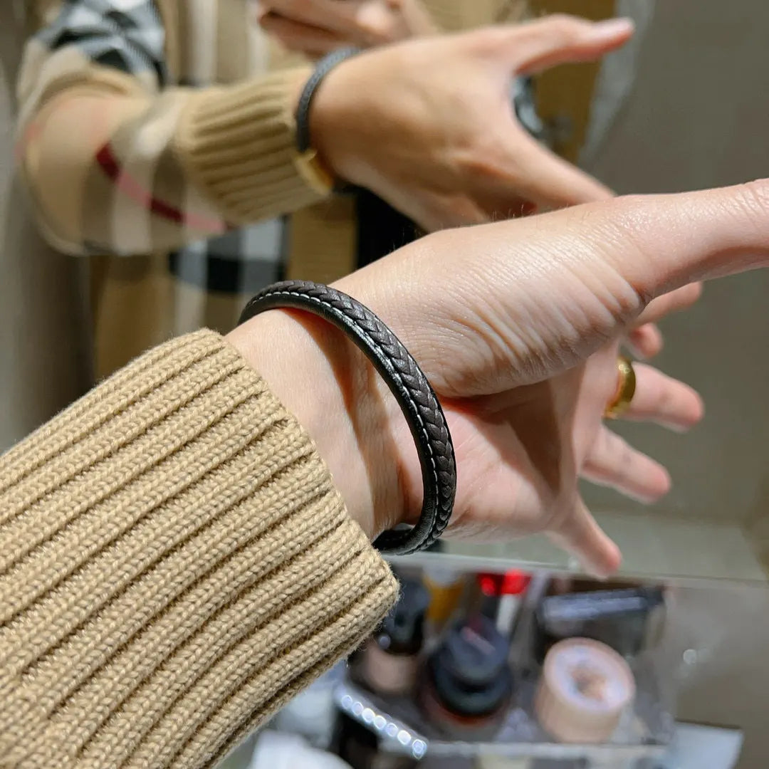 Gucci Braided Leather Bracelet - Hình 5