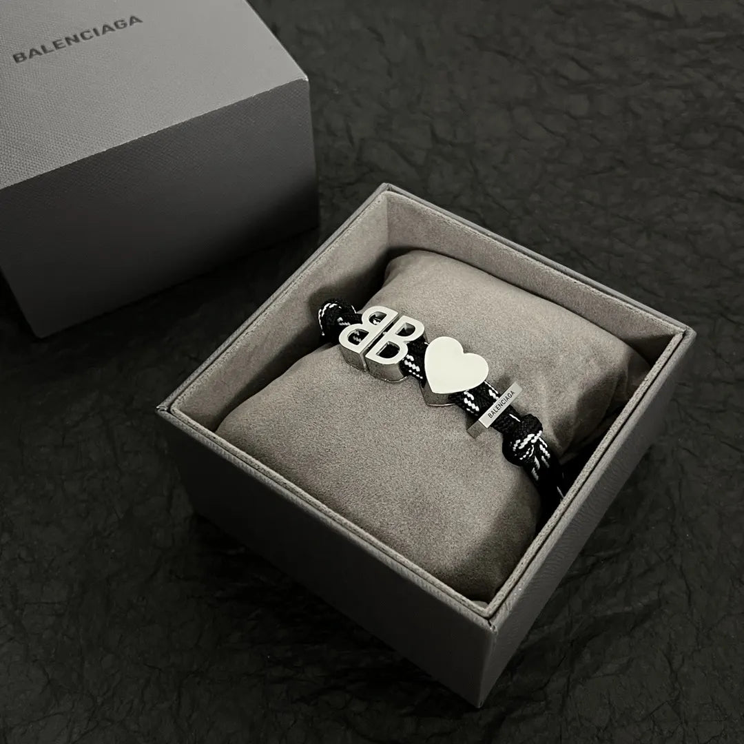 Balenciaga Heart and BB Charm Rope Bracelet - Hình 7