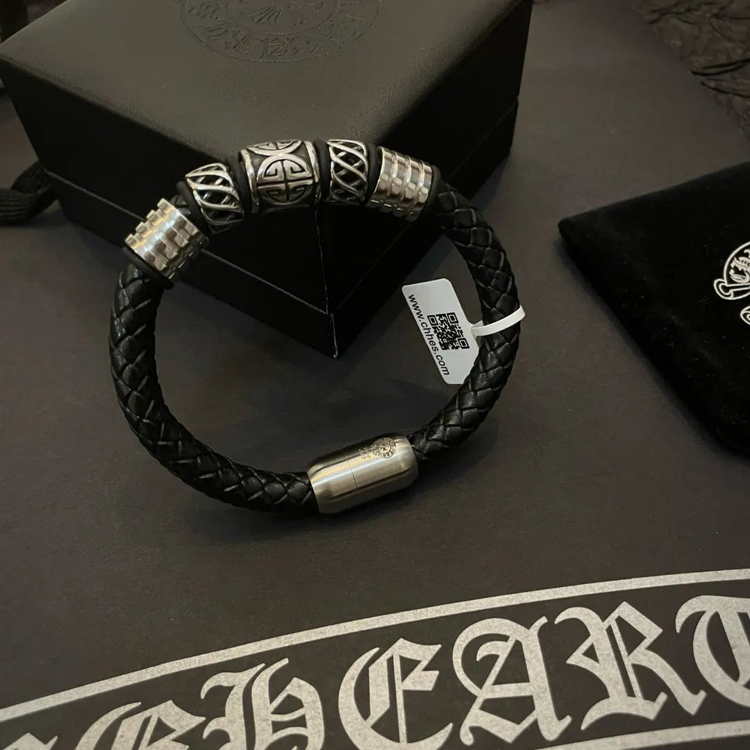Chrome Hearts Braided Leather Bracelet Premium Quality - Hình 7