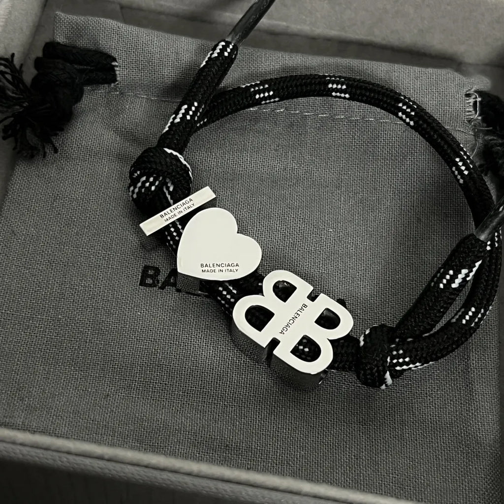Balenciaga Heart and BB Charm Rope Bracelet - Hình 8