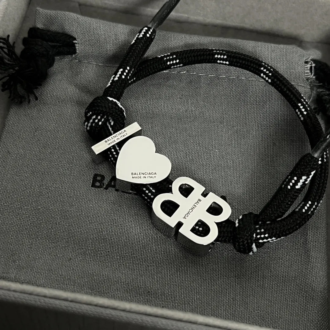 Balenciaga Heart and BB Charm Rope Bracelet - Hình 8