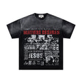 MAJESTIK Washed Black Distressed Graphic T-Shirt — front