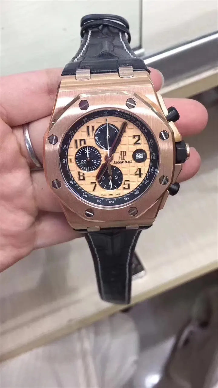 chronograph Audemars Piguet Rose Gold Black Rubber - Hình 2