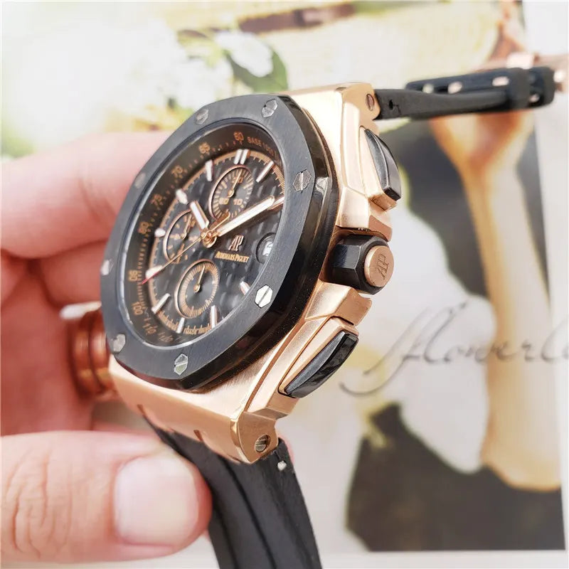 AP Royal Oak Rose Gold Black Rubber - Hình 7