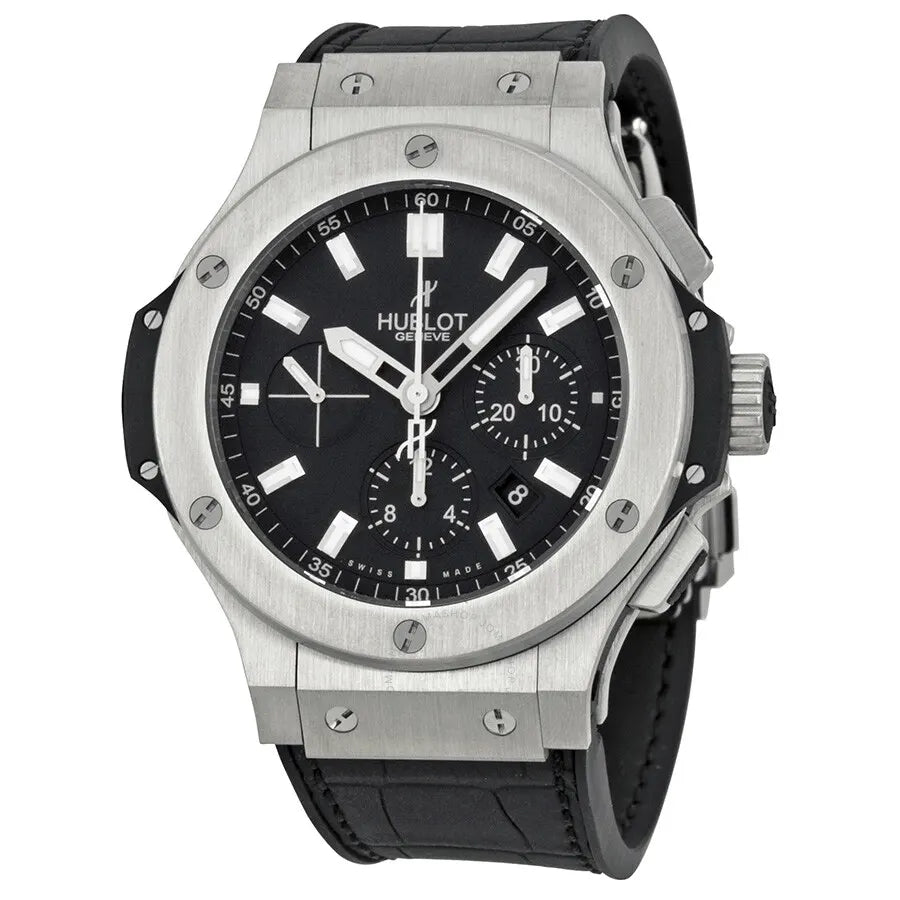 Hublot Steel Black Dial Leather