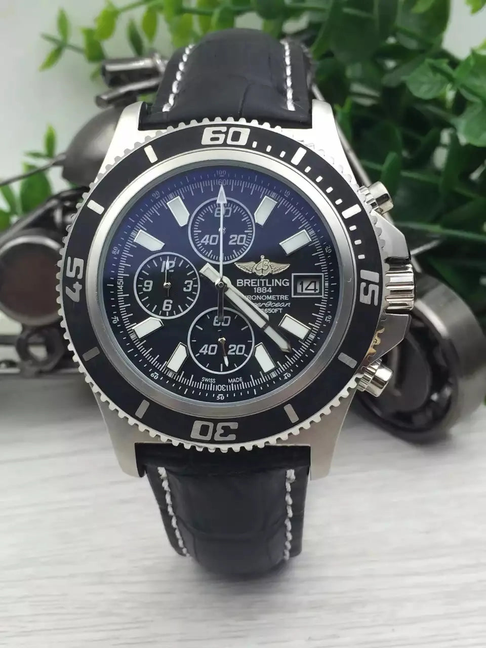Breitling Black Dial Chronograph - Hình 3