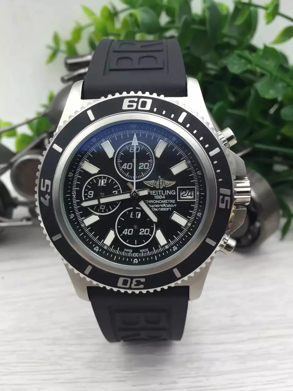 Breitling Black Dial Chronograph - Hình 8