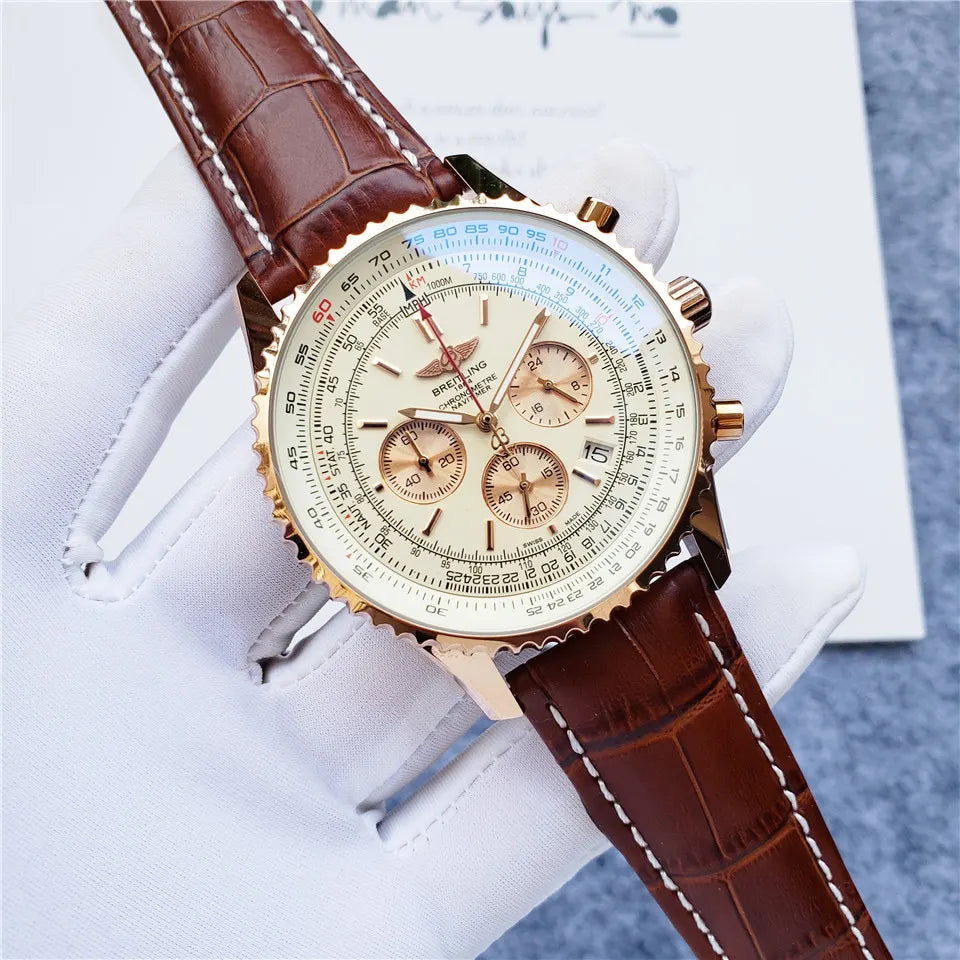 Breitling Rose Gold Leather - Hình 7