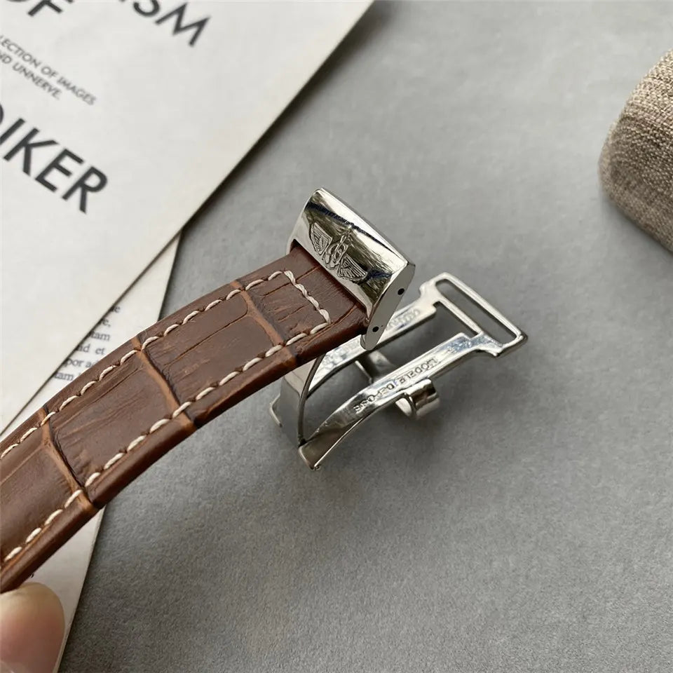 Breitling Brown Leather Cream - Hình 5