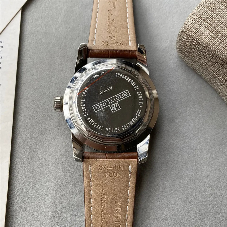 Breitling Brown Leather Cream - Hình 4