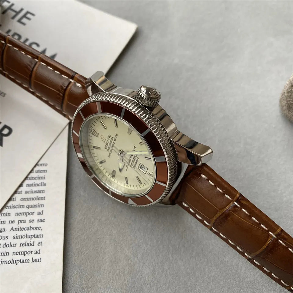 Breitling Brown Leather Cream - Hình 3