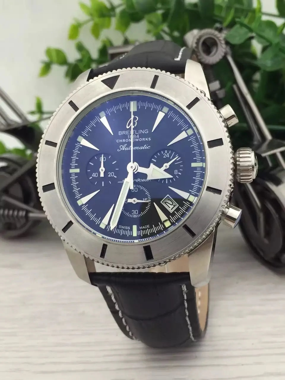 Breitling Superocean Blue Dial Leather