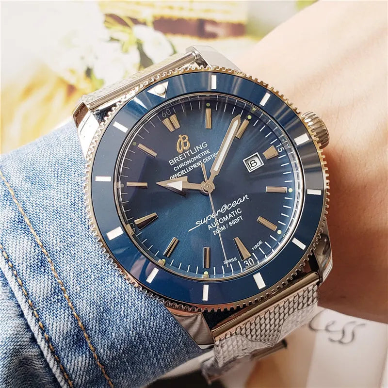 Breitling Blue Mesh Watch - Hình 6