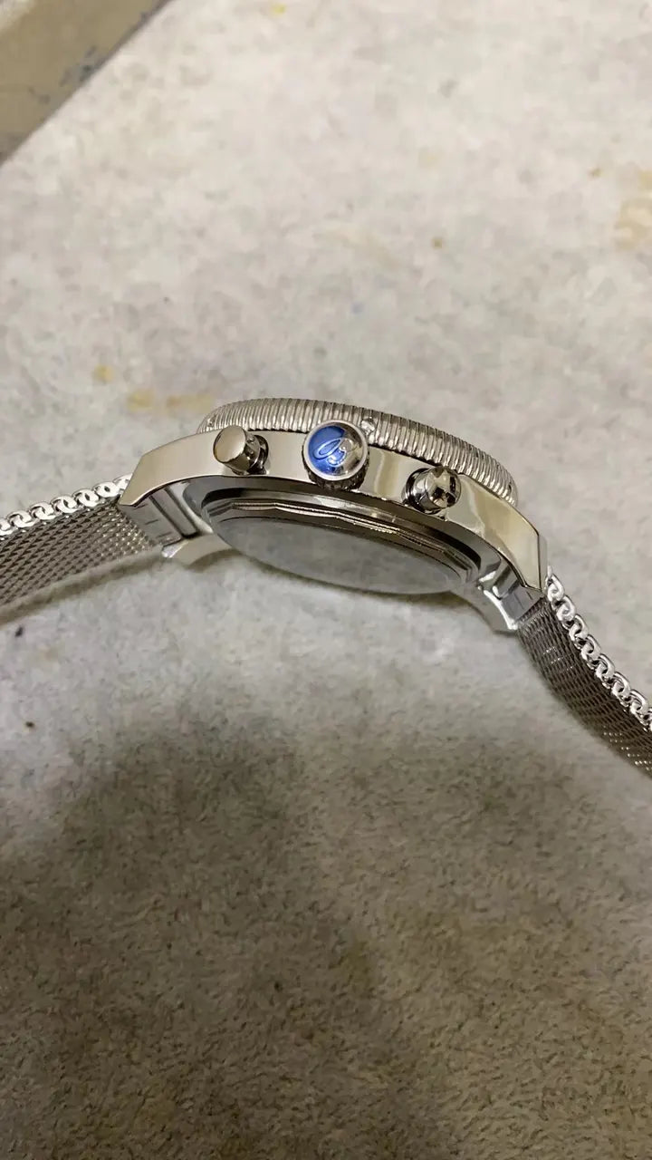 Breitling Black Dial Mesh Steel - Hình 5