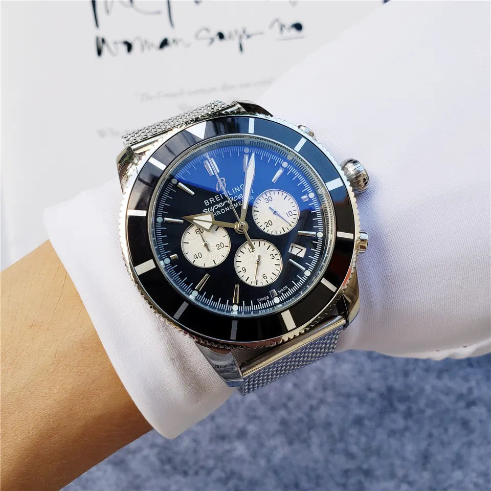 Breitling Blue Dial Steel Mesh - Hình 2