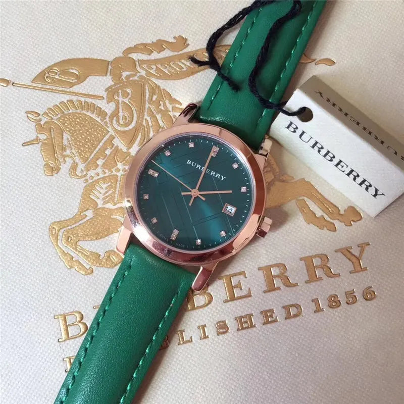 Burberry Green Leather Watch - Hình 2