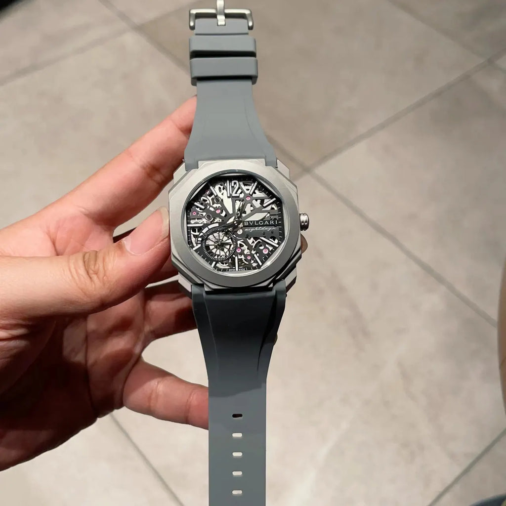 Bulgari Grey Rubber Watch
