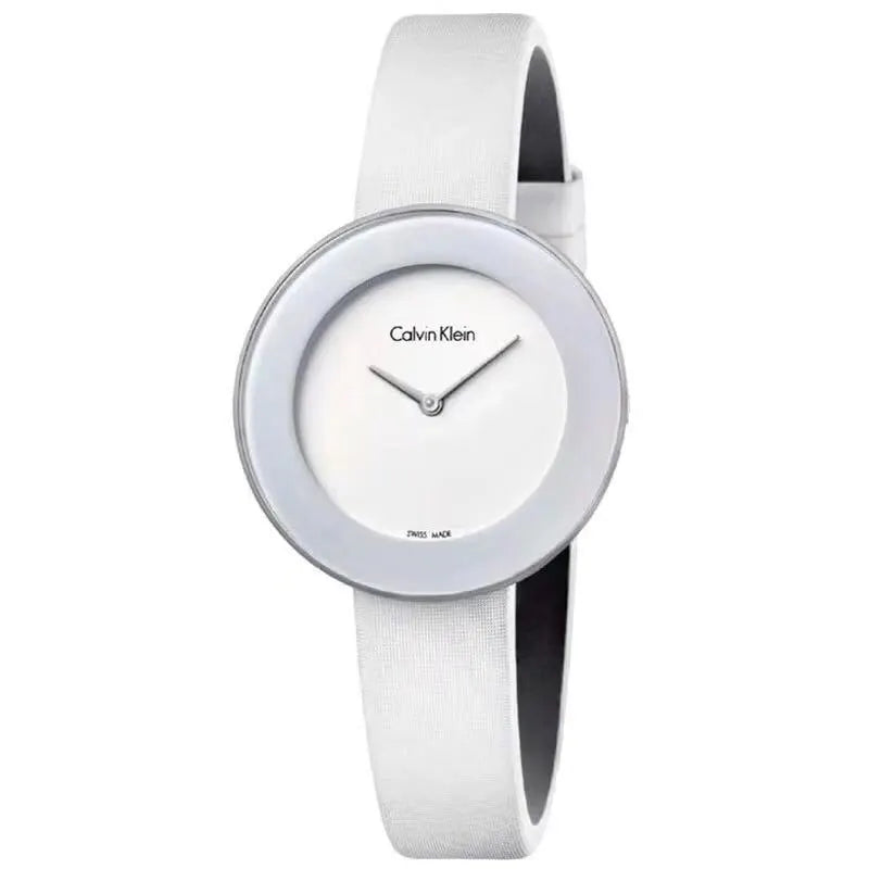 Calvin Klein White Leather Watch - Hình 8