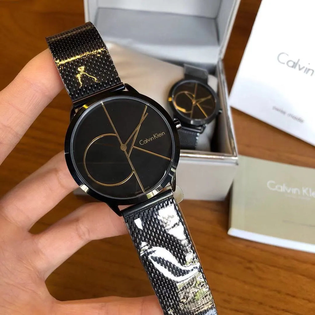 CK Black Dial Mesh Watch - Hình 6