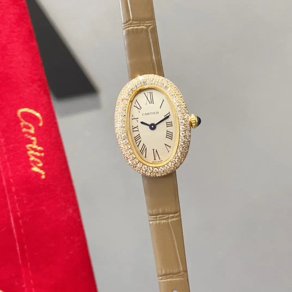 Cartier Diamond Bezel Taupe Watch