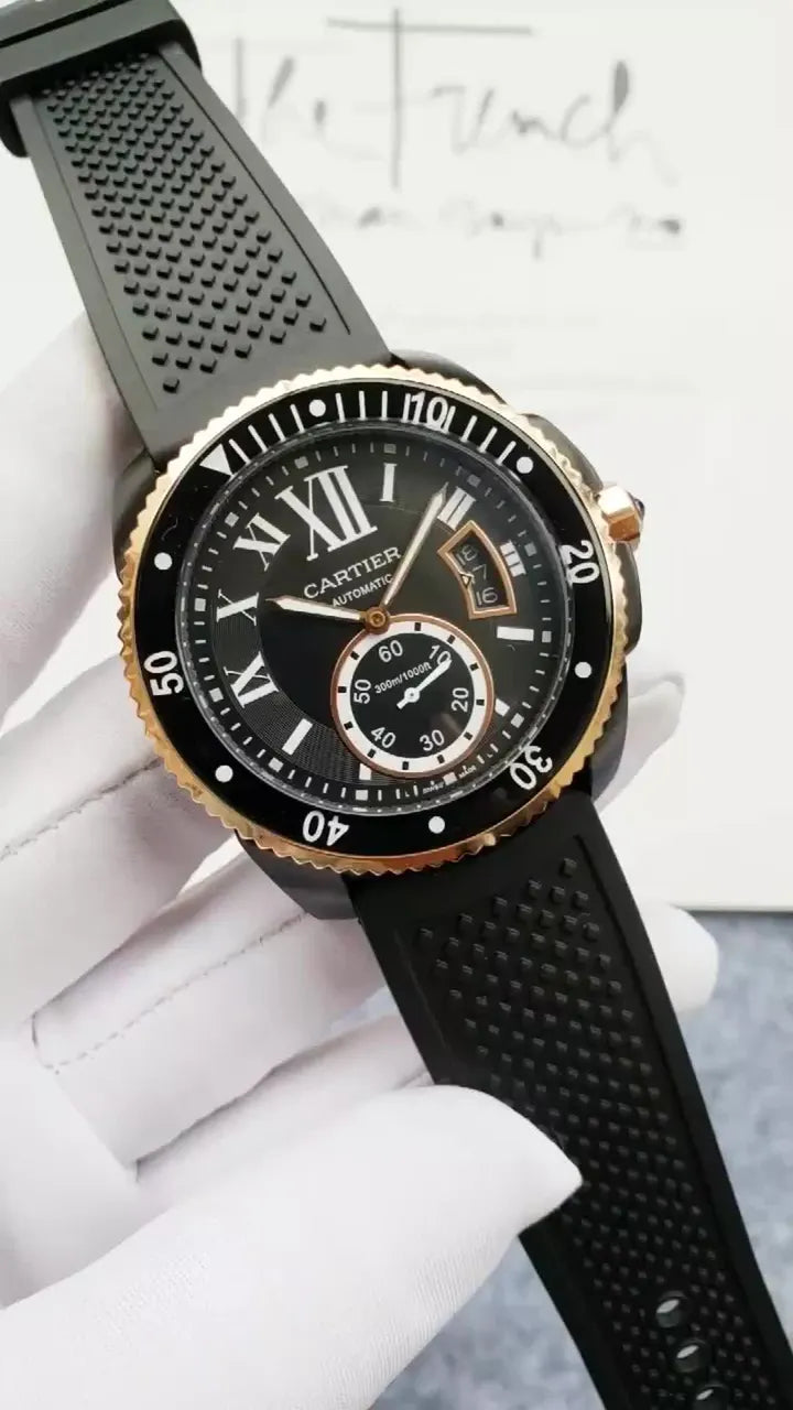Cartier Gold Bezel Rubber Watch
