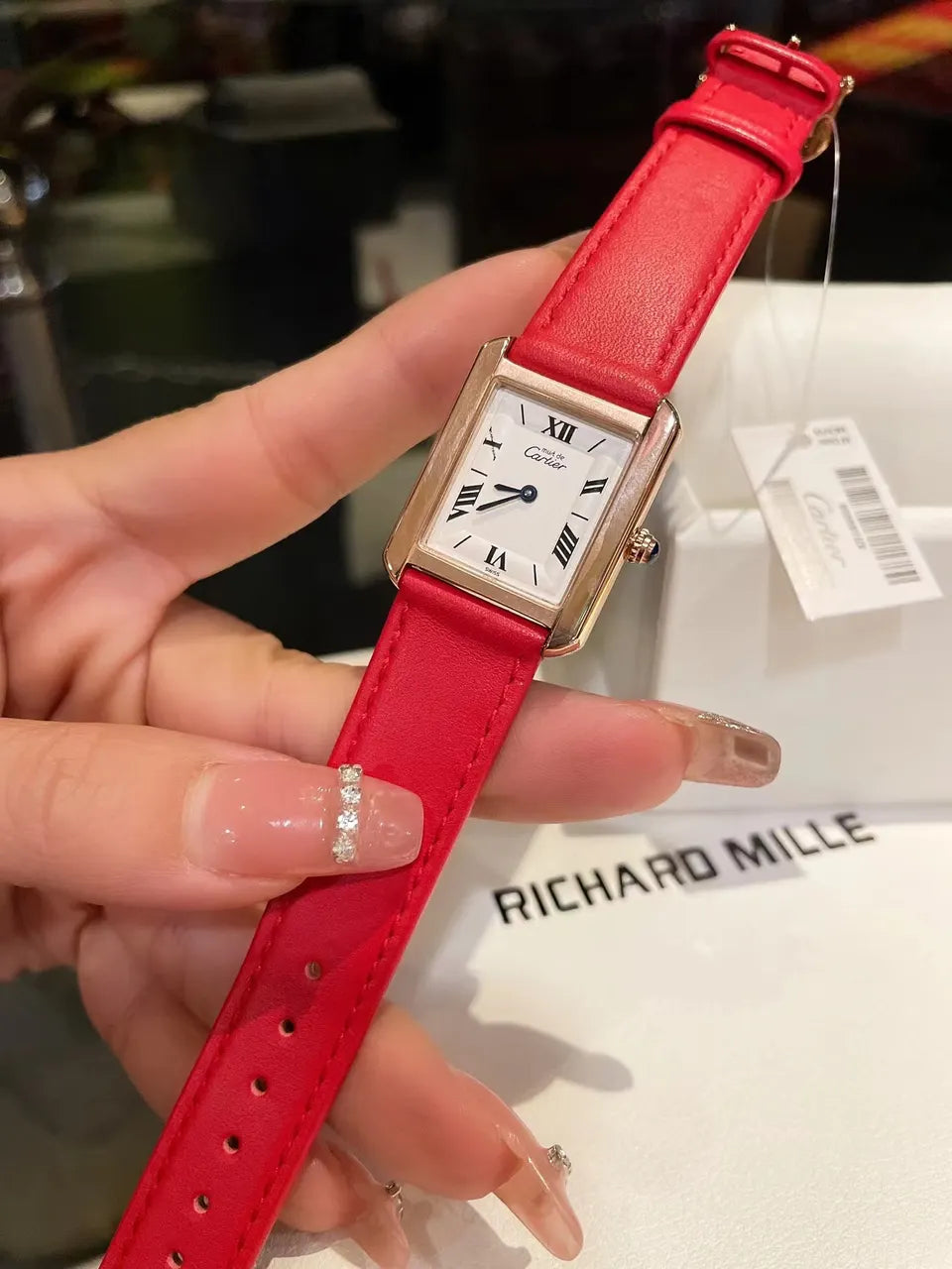 Cartier Tank Vermeil Red Leather