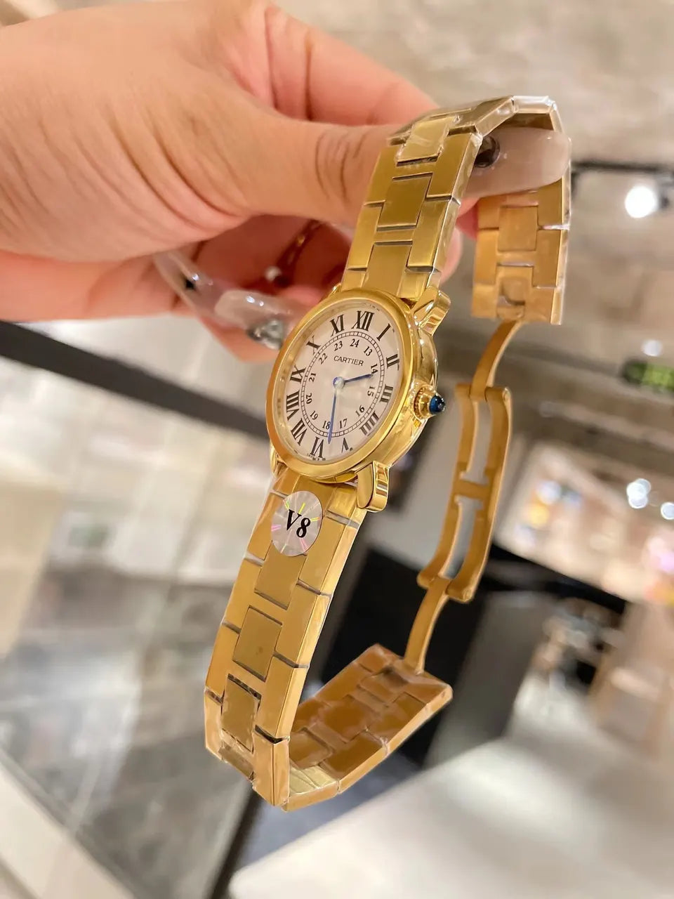 Cartier Gold Diamond Ladies Watch - Hình 2