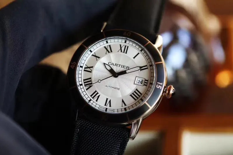 Cartier Black Bezel Watch - Hình 7