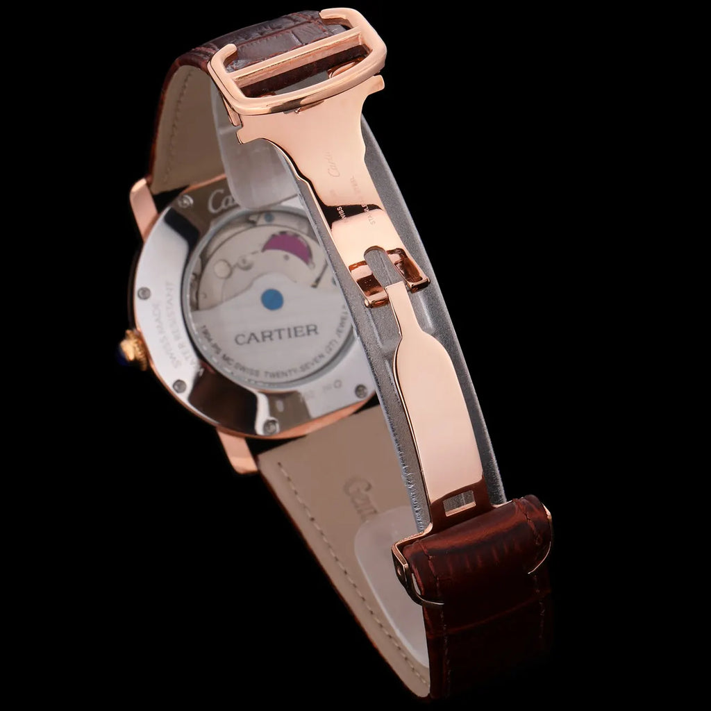 Cartier Silver Case Black Leather - Hình 6