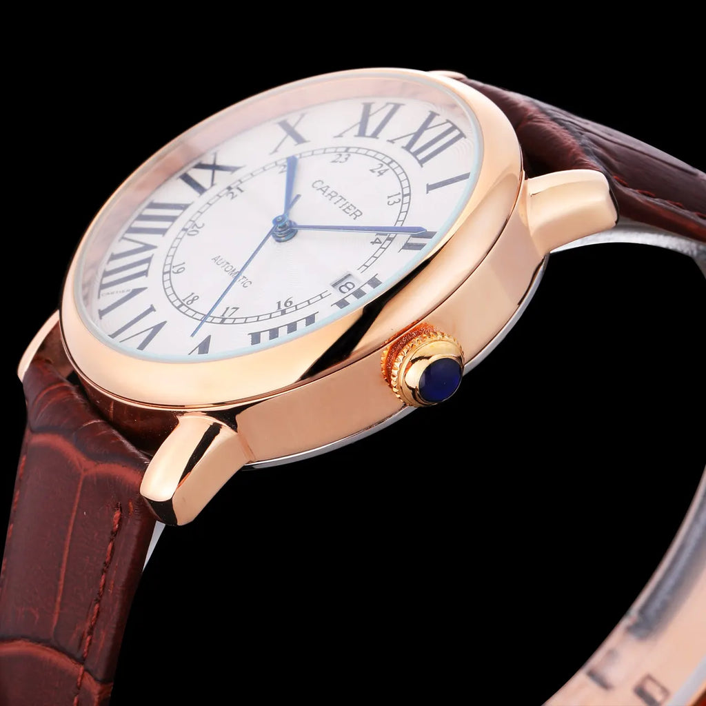 Cartier Silver Case Black Leather - Hình 4