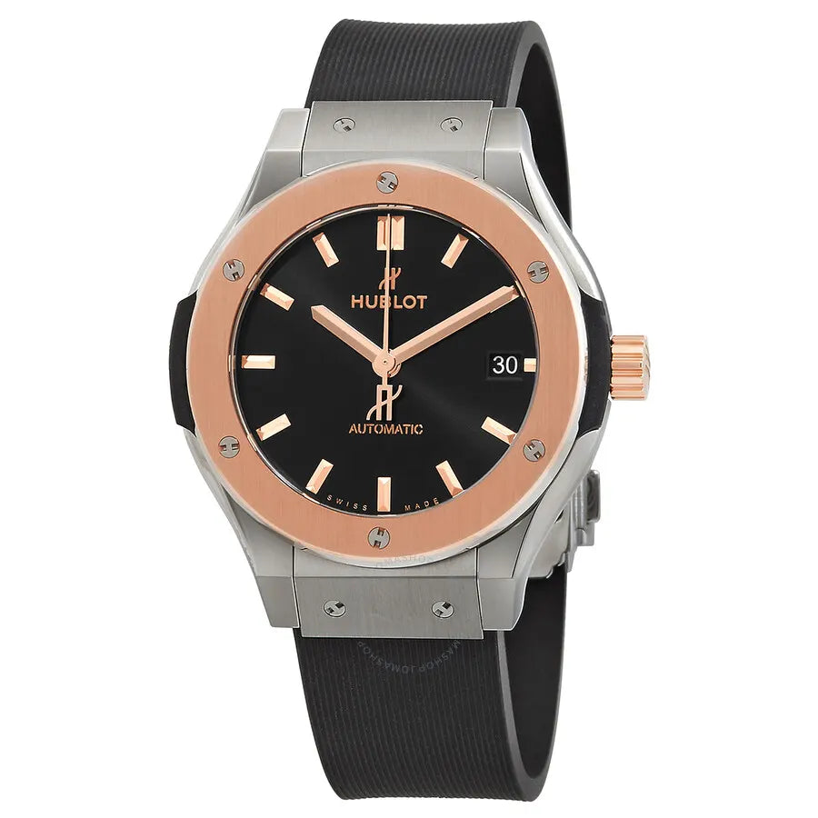 black Hublot Rose Gold Rubber Watch