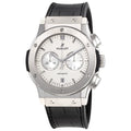 black Hublot Silver Dial Leather