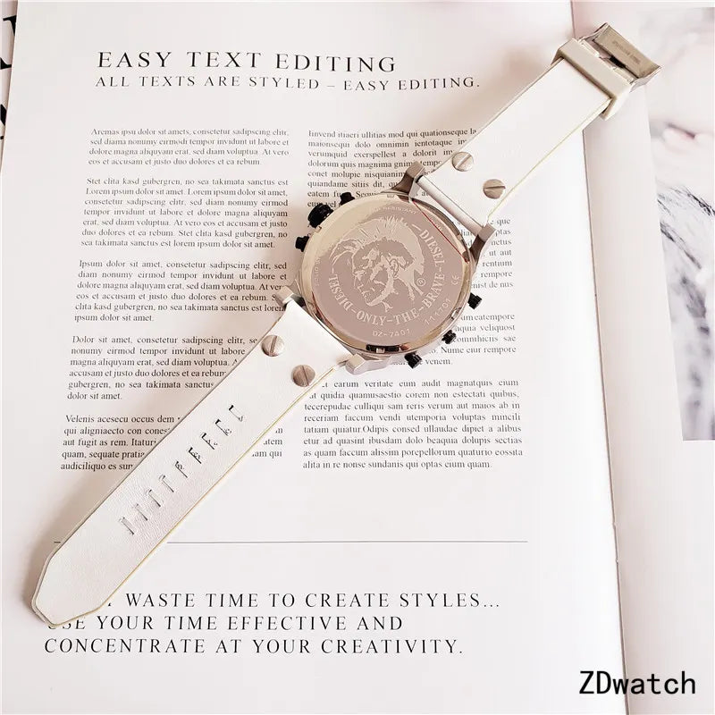 Diesel White Rubber Chronograph - Hình 4