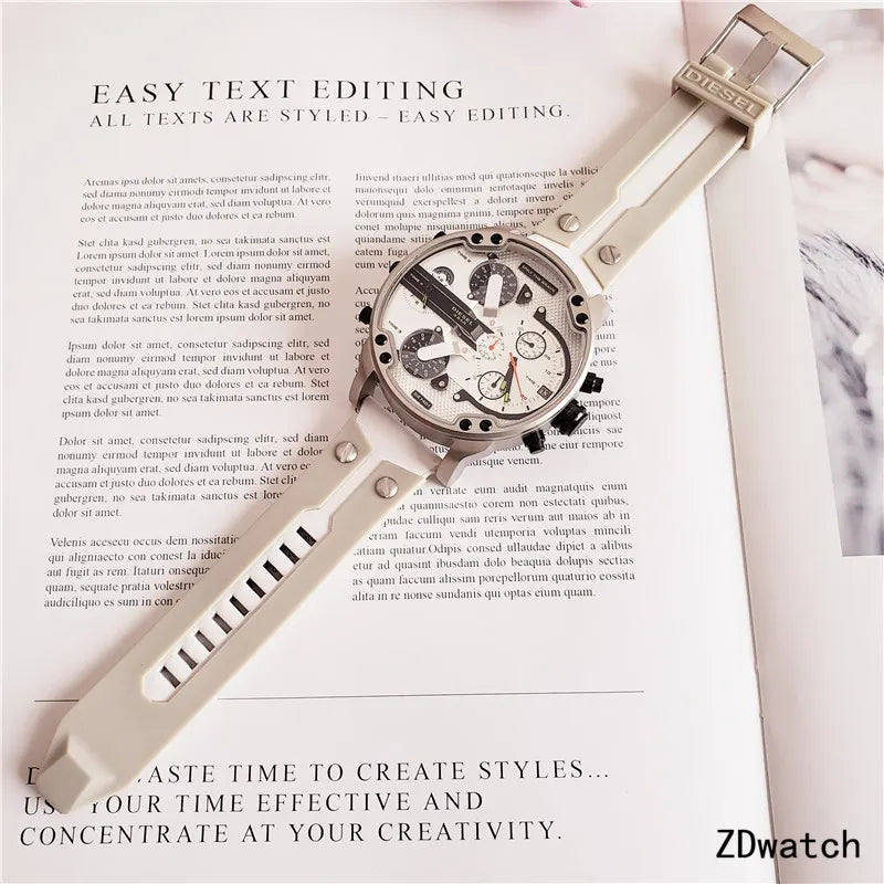 Diesel White Rubber Chronograph - Hình 3