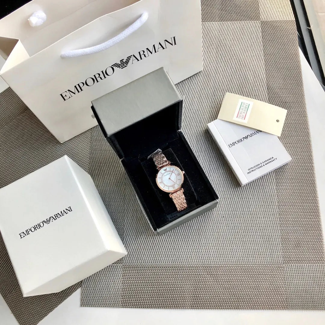 Emporio Armani Rose Gold Mother of Pearl Watch - Hình 3