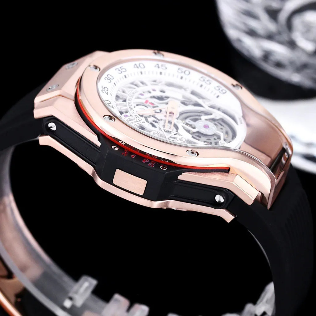 black rubber Hublot Rose Gold Skeleton - Hình 3