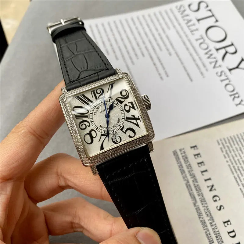 Franck Muller Master Square Diamond Bezel Black Leather - Hình 6