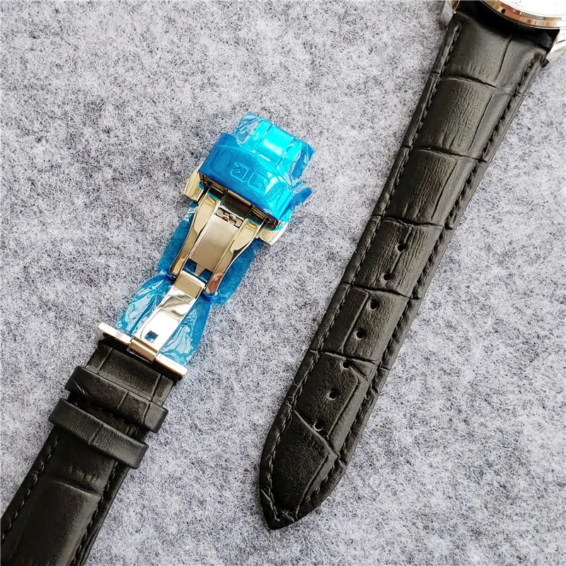 Glashütte Black Leather Watch - Hình 3