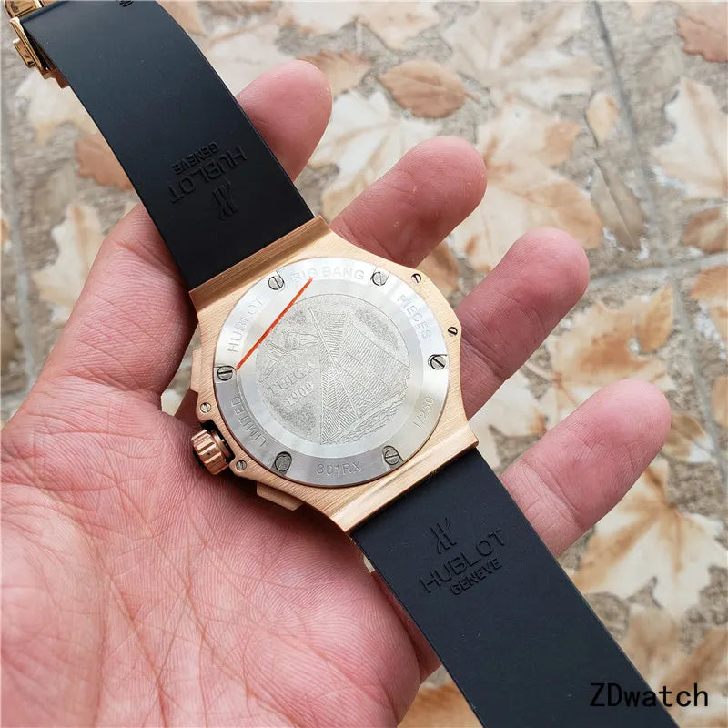 big Hublot Rose Gold Black - Hình 5