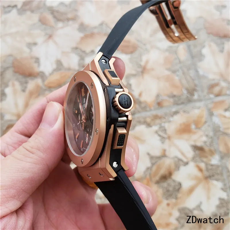 big Hublot Rose Gold Black - Hình 4