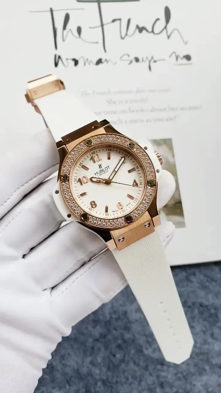 diamond Hublot Rose Gold White