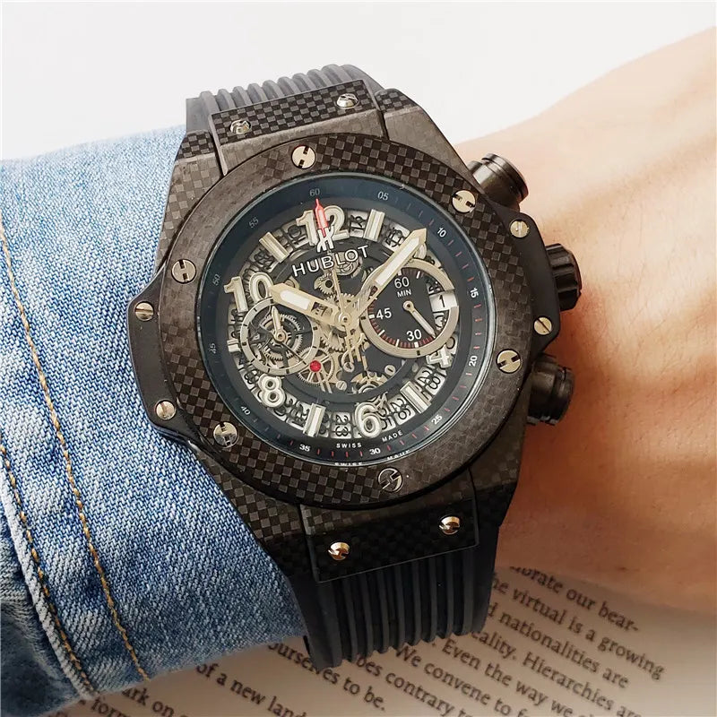 black Hublot Carbon Fiber Chronograph