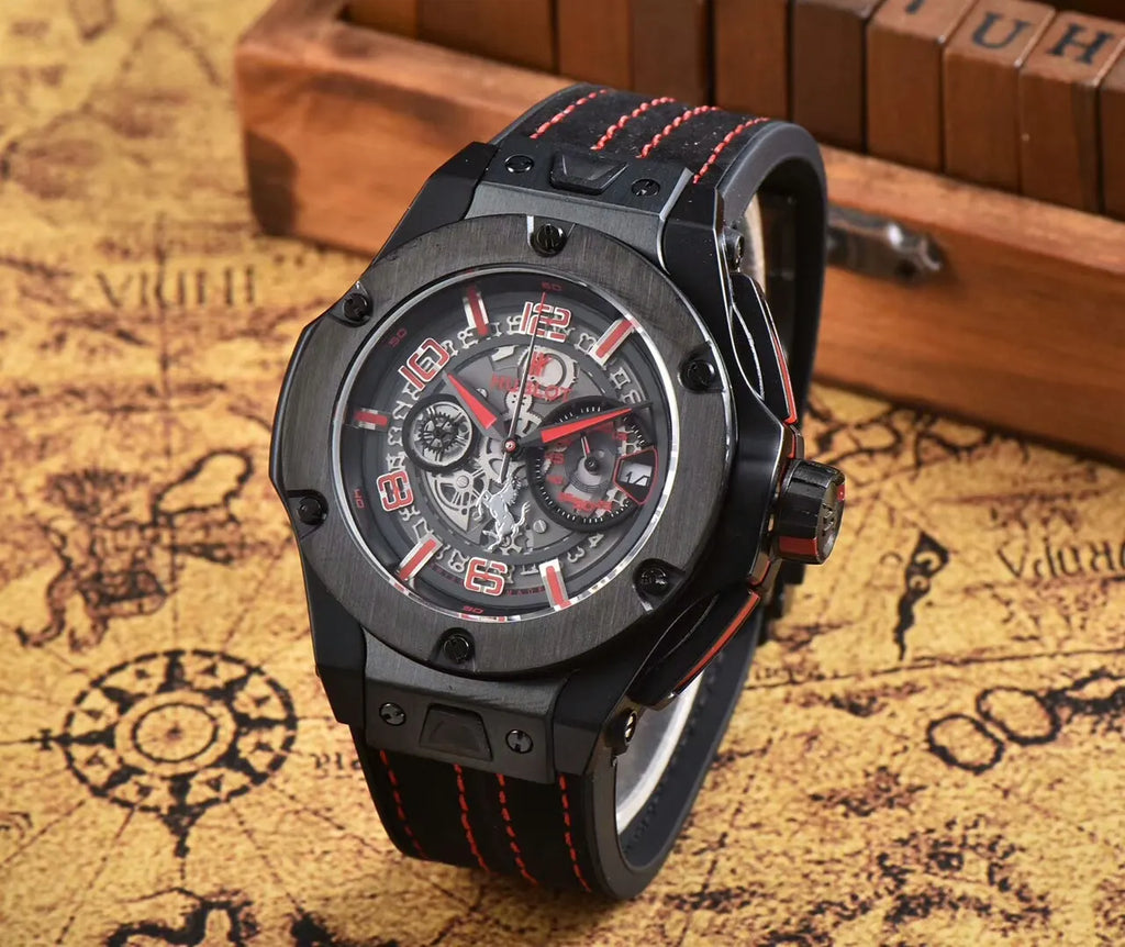Hublot Gray Skeleton Dial Watch - Hình 4
