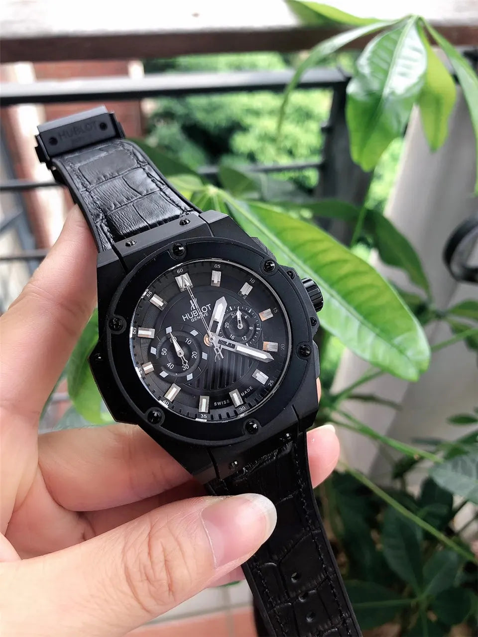 Hublot White Dial Leather - Hình 9