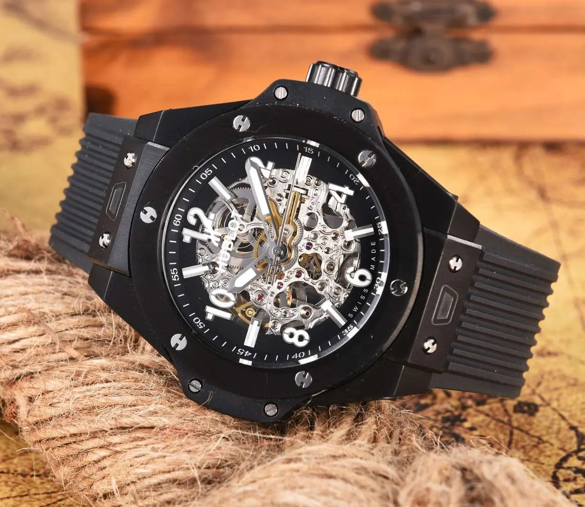 classic Hublot All Black Skeleton - Hình 7