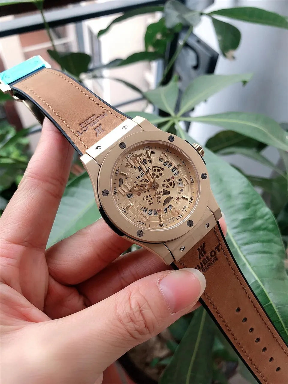 Hublot Gold Black Blue Watch - Hình 2