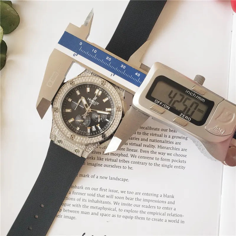 Hublot Black Dial Diamond Bezel rubber - Hình 2