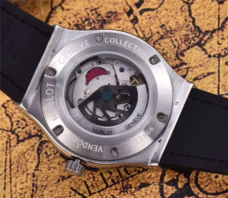 leather Hublot Black Dial Diamond Bezel - Hình 2