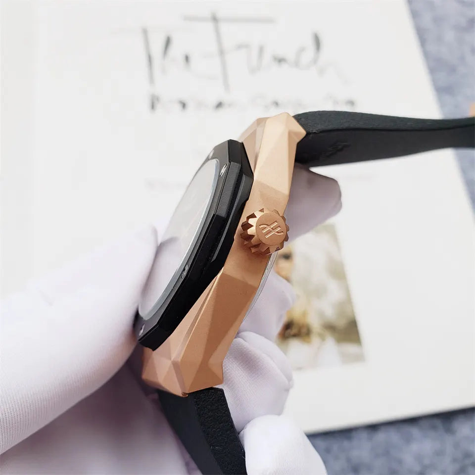 black Hublot Rose Gold Skeleton - Hình 6