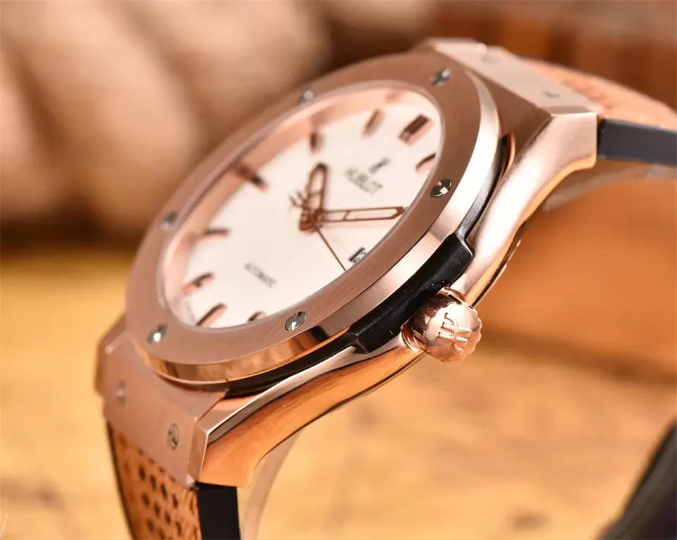 Hublot Rose Gold White Dial classic - Hình 3